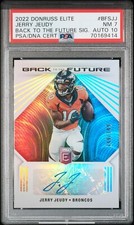 2022 Donruss Elite — Back to the Future — Jerry Jeudy — PSA 7, AUTO 10 — pop 1