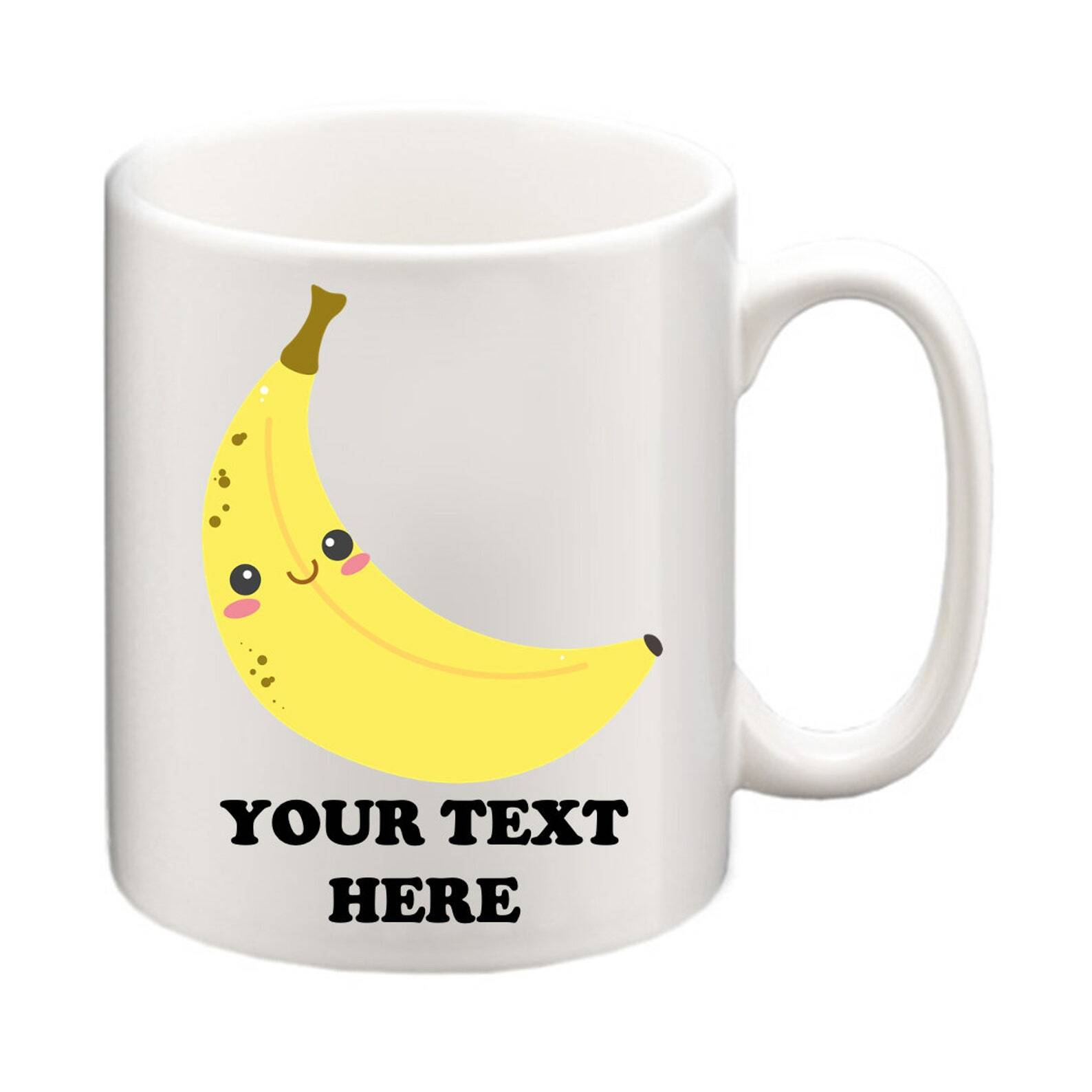 Personalised Cute Banana Kawaii Fruit Mug And Coaster Add Your Name!
