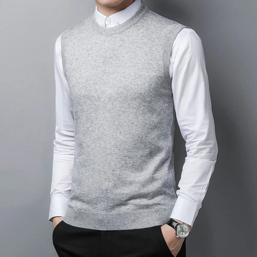 Suéter Chaleco Para Hombres Cuello Redondo Otoño Tejido Camisetas sin Mangas Pullover - Imagen 9 de 42