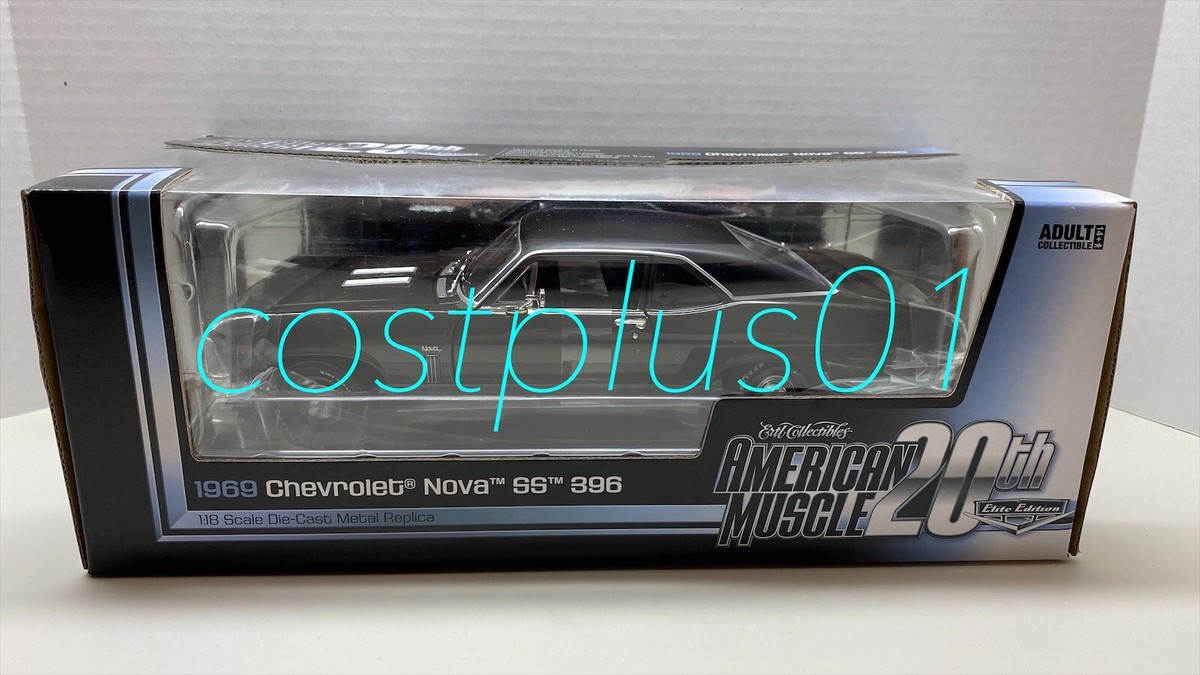 ERTL AMERICAN MUSCLE 1969 CHEVROLET NOVA SS 396 1:18 DARK ARMY 2T