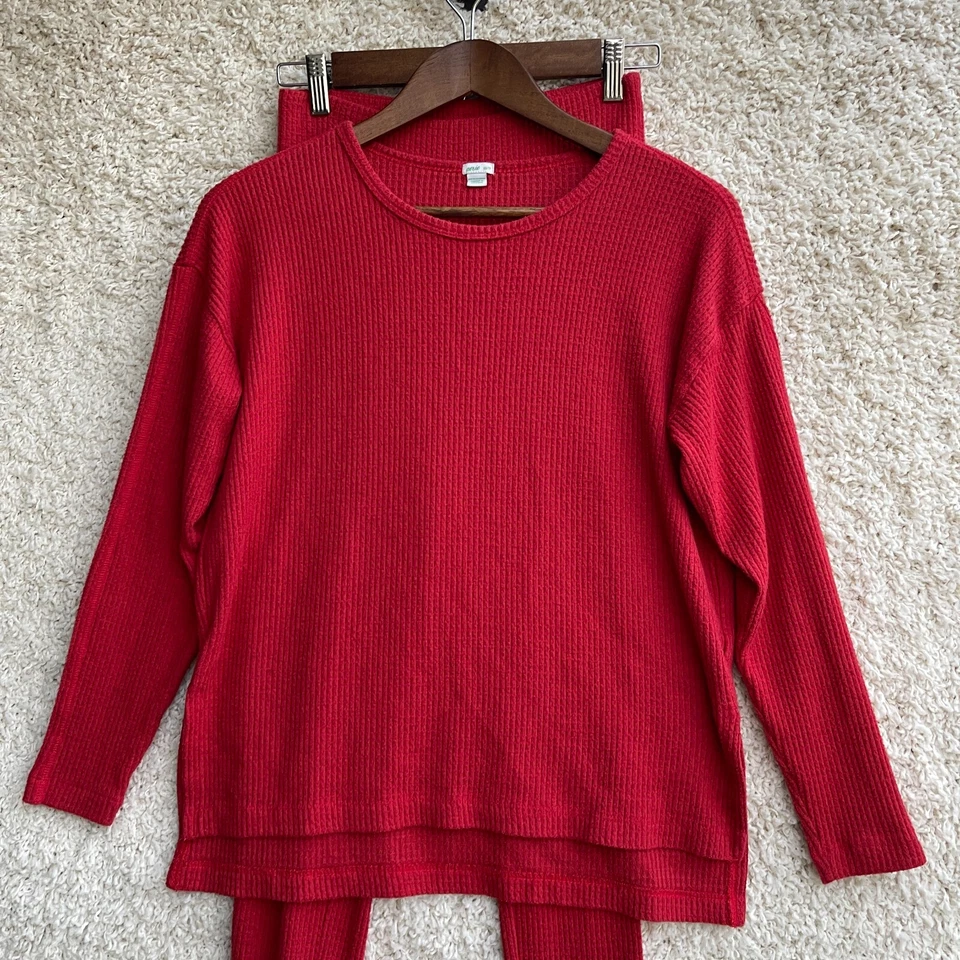 Conjunto de pijama Aerie para mujer mediano XS rojo camisa térmica y pantalón 2 piezas ropa de dormir Foto 2 de 4