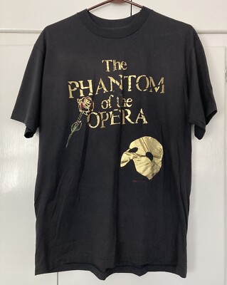 PHANTOM OF THE OPERA 1989 T SHIRT BROADWAY MUSICAL PLAY VTG 80S GOLD MASK HORROR