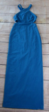 Calvin Klein Blue Long Tank Dress Gown Side Cutout Back Slit Womens Size 4