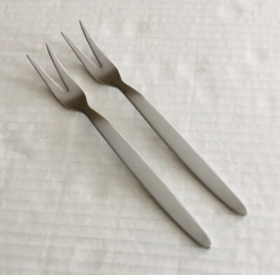 Abert Inox Stainless 2 Small Serving Relish Forks 2 Tine Plain Satin