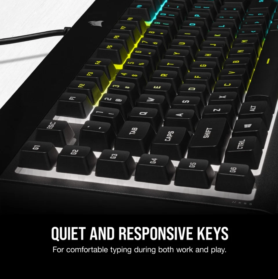Corsair K55 RGB Wired Gaming Keyboard - Black RGP0031 New - Image 3 of 4