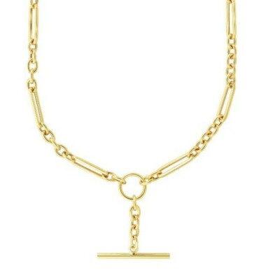 14k 18'' Gelbgold Figaro Stil Glieder Knebel Kette Halskette 3,9 mm 6,3 Gramm
