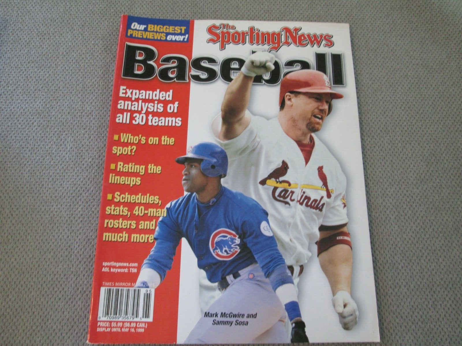1999 The Sporting News Baseball Mark McGwire Sammy Sosa  vintage magazine