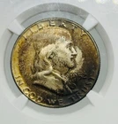 1952 P NGC MS65 Franklin Half Dollar 50c 90% Silver - Toned