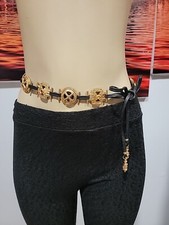 Ivar Hyden Malachite, 12 Panels, Gold Tone Signed Belt In Leather  Tassels 55"