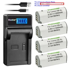 Kastar Battery LCD Charger for Canon NB-9L CB-2LB & Canon Powershot ELPH 520 HS