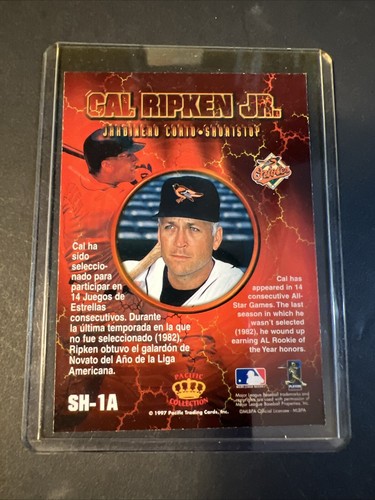 1997 Pacific Crown Collection Prism Sluggers & Hurlers Cal Ripken Jr #SH-1A 343 - Foto 2 di 2