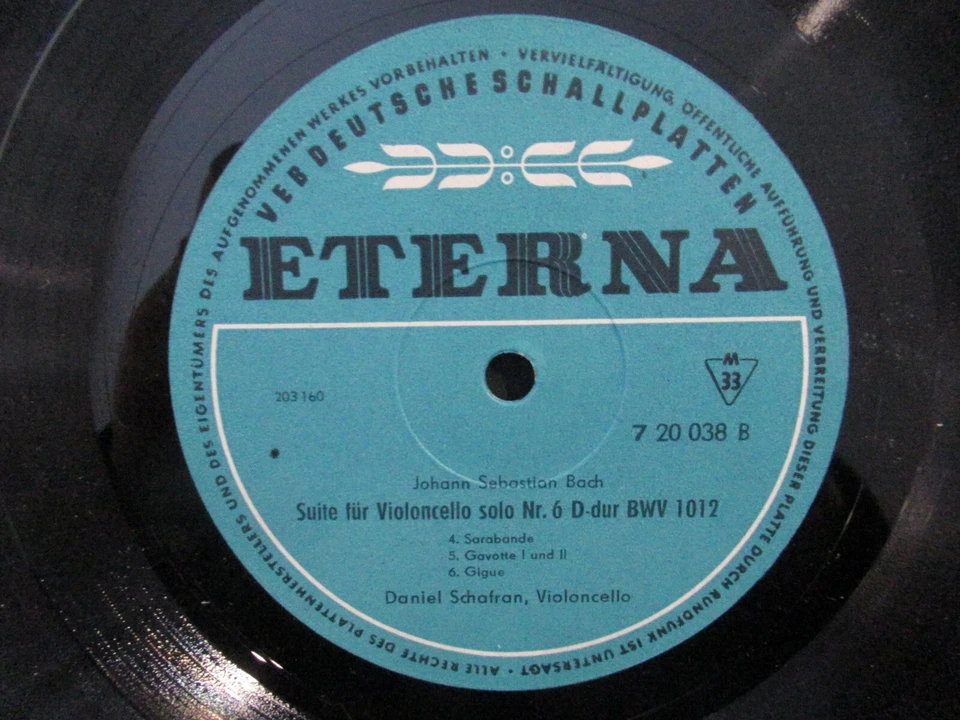 DANIEL SCHAFRAN Bach Suite für Violoncello solo / 10" EP DDR 1958 ETERNA 720038 - Bild 3 von 4