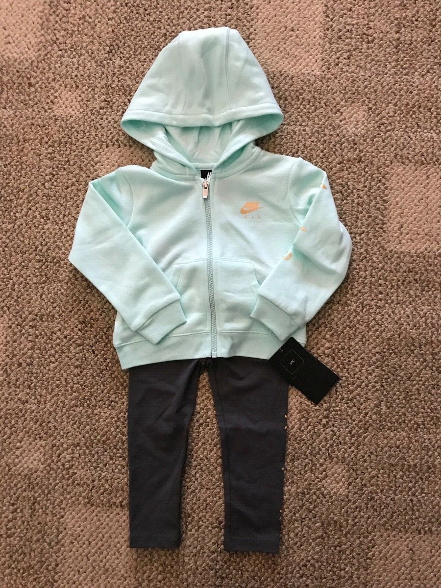 Nike Air Sportswear Piece Hoodie Outfit Gray/Teal Infant Size 24