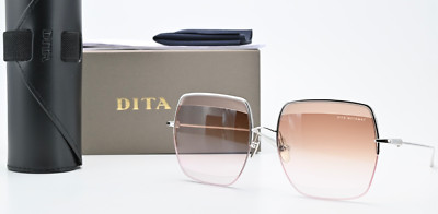 DITA Sonnenbrille Metamat DTS526-59-01 SLV Glanz Silber Quadrat Halbrand Luxus