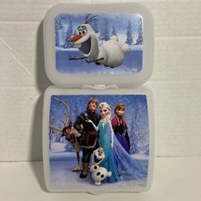 DISNEY FROZEN LUNCH TUPPERWARE SANDWICH SNACK CONTAINERS ELSA ANNA KRISTOFF OLAF