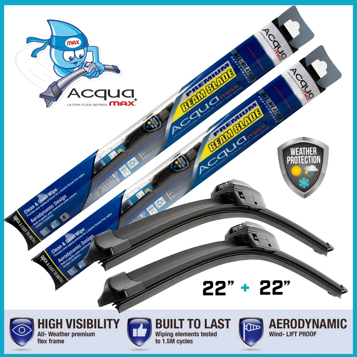 Front Replacement Windshield Wiper Blades Size 22