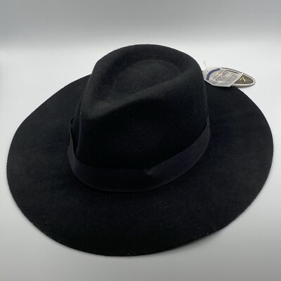 NWT Vintage Scala Crushable Wool Felt Black Ranch Hat One  display picture 1