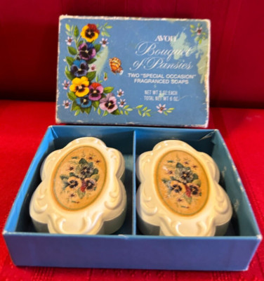 Avon ''Bouquet of Pansies'' Fragranced Soaps (2)~Vintage, Excellent Condition