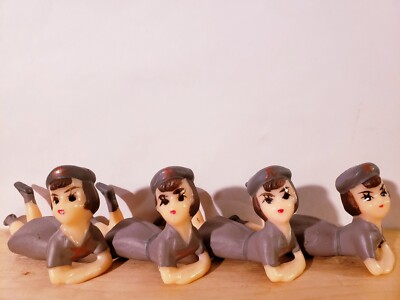  Wilton vintage 1950's Girl Scout Brownie Cake Topper figurines 3 1/4  lot of 4