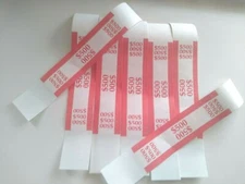 50 RED - $500 SELF-SEALING CURRENCY STRAPS/BANDS