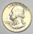 1953-D WASHINGTON SILVER QUARTER -/BU ~NICE COIN~