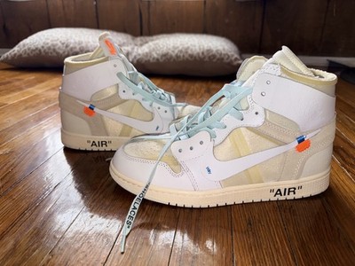 Nike Air Jordan 1 Off-White High Top Sneakers White Orange Beige.   Size 10  