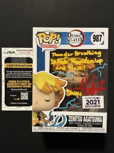 SIGNED + DOODLED Zenitsu Agatsuma Funko Pop! Demon Slayer (JSA Certified)