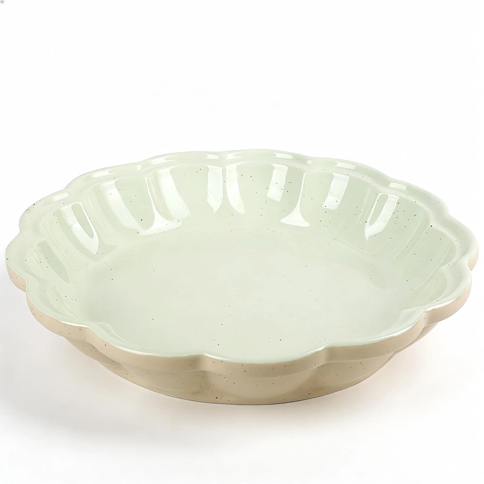 Ceramic Pie Pan for Baking, Non-Stick Round Dish with Ruffled Edge, Porcelain...