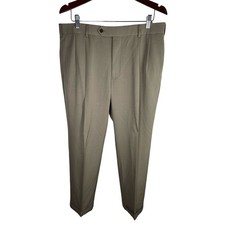 Brooks Brothers 1818 Madison Mens 36x30 Khaki Tan 100 Wool Pleated Dress Pants