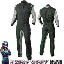 K1 RaceGear GK2 Kart Racing Suit Black/Gray/Green Size 2X-Small