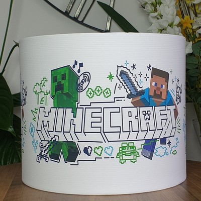 PIXELS Mine Craft Steeve and Creeper Gaming Decke Trommel Lampenschirm 25cm/10''