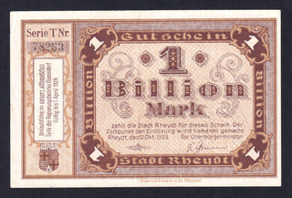 Rheydt 1 Billion Mark 12.10.1923
