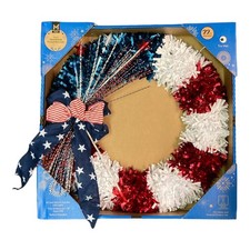 Member's Mark 22" Red White  Blue Pre-Lit Tinsel Wreath