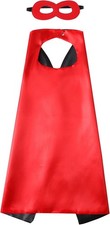 Soft Satin Kids Superhero Cape  Adjustable Mask - Perfect for Dress-Up Fun