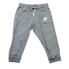 Nike Gray Jogger Crop Pants Women Large Activewear Athleisure Sweatpants