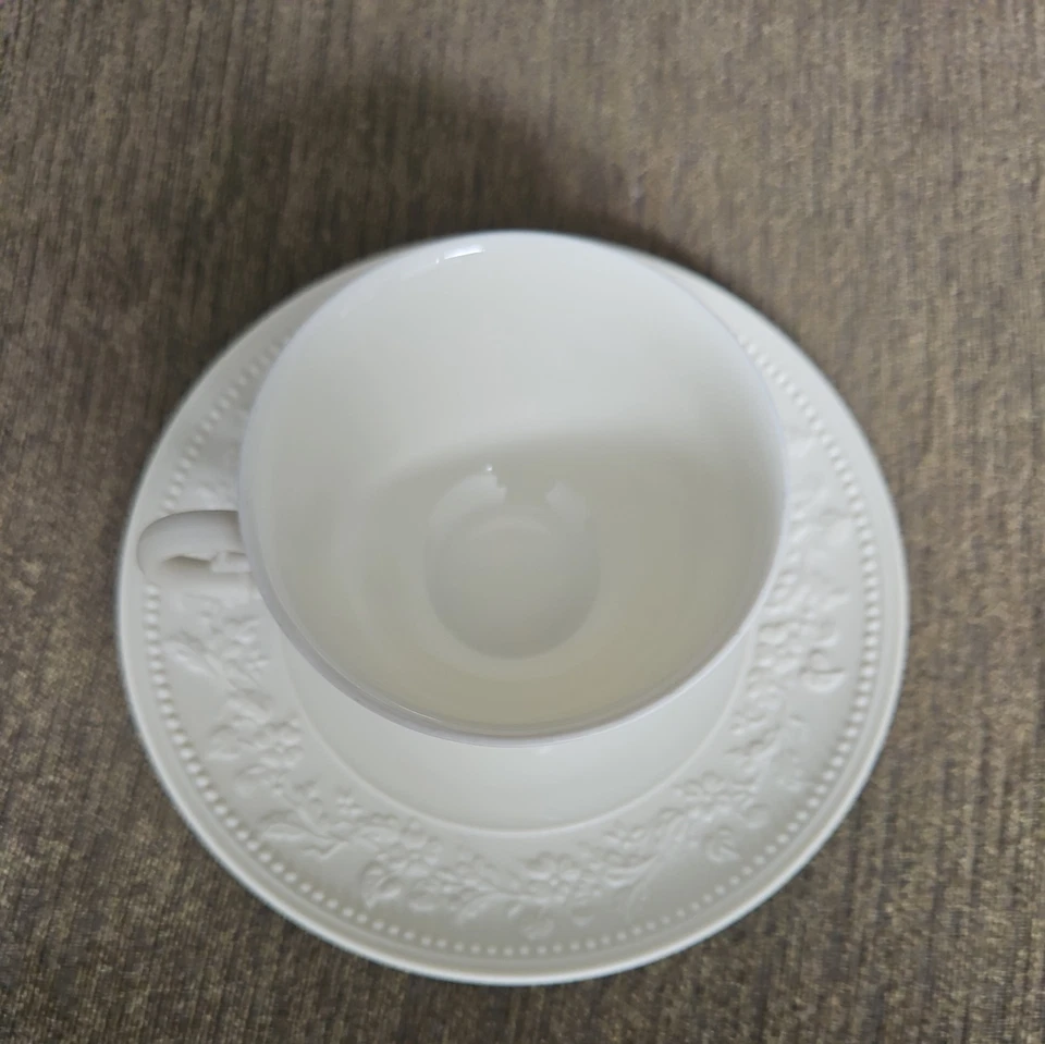 Taza de té y platillo marfil JL COQUET colección Georgia Foto 3 de 4