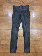Spanx Faux Leather Leggings Stretch in Black Size Medium Power Waistband Sleek