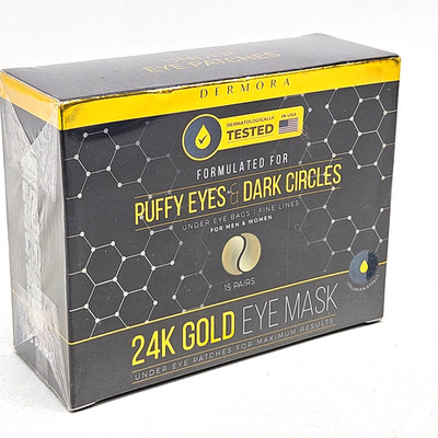 15 Pairs DERMORA 24K Gold Under Eye Patches Hydrating Soft Gel Eye Masks