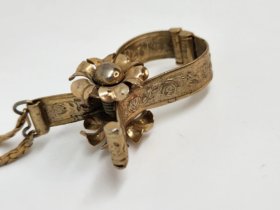 Guante Bufanda Vintage Dorado Floral Clip Soporte con Cadena Foto 2 de 4