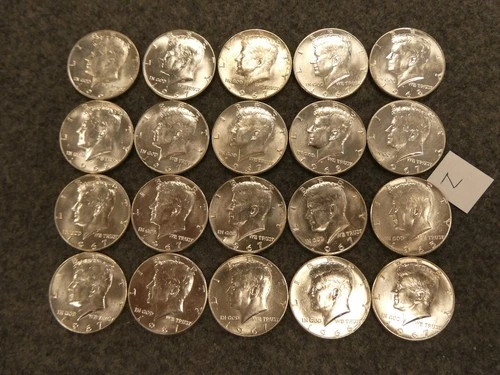 20 Coin US Kennedy Half Dollar Lot 40% SILVER 1965-69 Ships FREE lot N