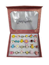 PinkSheep Little Girl Jewel Rings in Box, Adjustable, No Duplication, 24 Pcs NEW