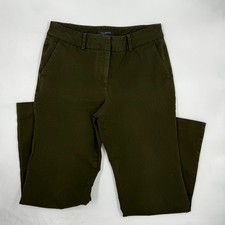 Talbots Women's Newport Pant 4P Olive Green Cotton Blend Straight Leg Casual