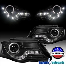 Fits 2006-2010 Passat Halo Projector Headlights+SMD LED Lamps Black