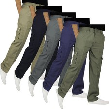 Mens New Elasticated Cargo Combat Lightweight Work Cotton Trousers Pants Bottoms