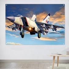MiG-25 Foxbat Fighter Jet Flag Home Decor Banner Wall Art Poster Prints Tapestry