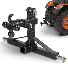 Black 3 Point Quick Hitch Dual 2” Receiver with Trailer Ball and 
