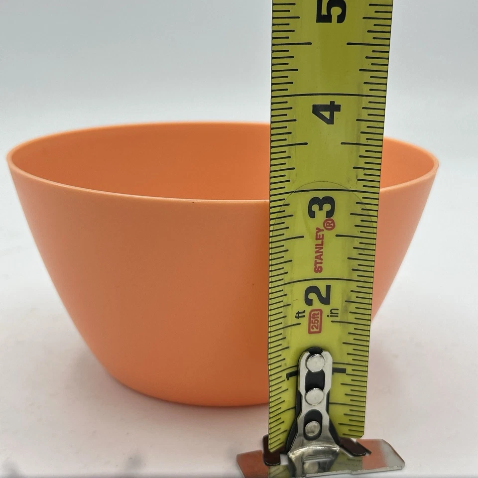 Room And Retreat Plastic 5.5” Soup Cereal Bowl Peach Pink Lot Of 4 - Image 4 of 4