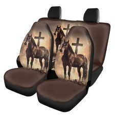 Print Car Seat Cover Wear-resistan Front And Rear Split Bench For Horse Cross Print Car Seat Cover Wear-resistan Front And Rear Split Bench For Horse Cross