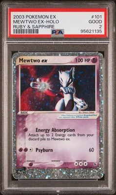 2003 POKEMON EX #101 MEWTWO EX-HOLO GOOD RUBY & SAPPHIRE PSA 2