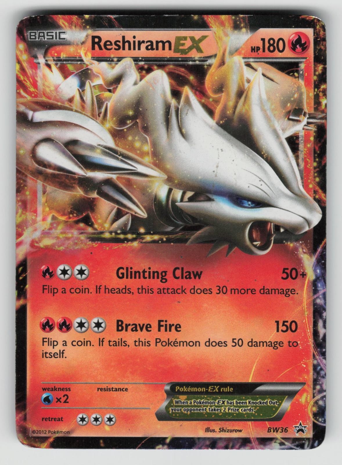 Reshiram EX BW36 Holo Promo Black And White Promo Pokemon Heavily Played
